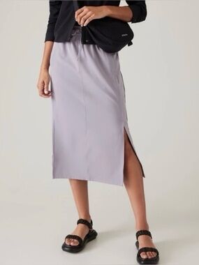 Athleta Stride Midi Skirt Womens S Violet Elastic Waist Side Slits Gorpcore Y2K